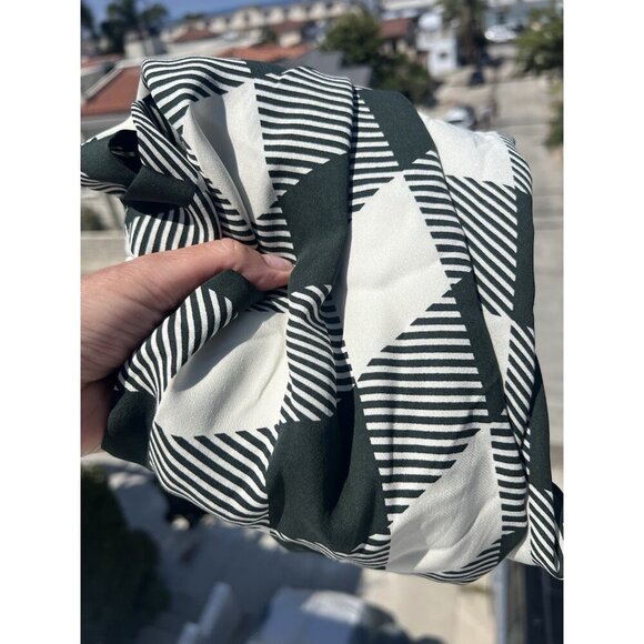 Rag & Bone silk forest green cream houndstooth plaid sheer sleeveless blouse L - Picture 4 of 11